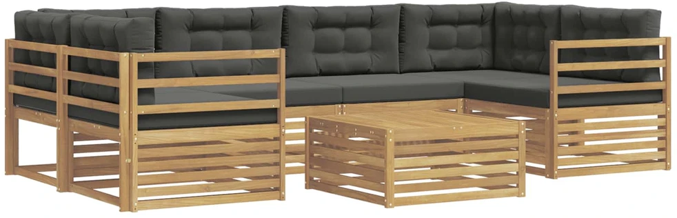 Lauko sofos komplektas 7 vnt. 6 vietos Balta ir antracito