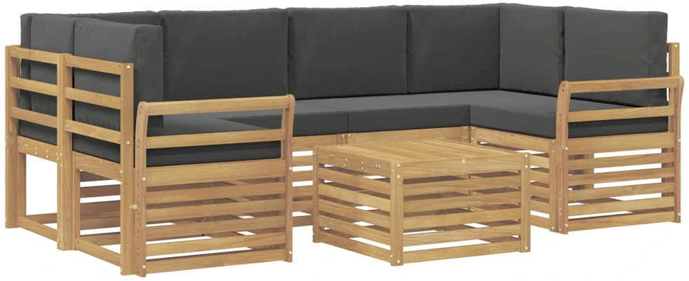 Lauko sofos komplektas 7 vnt. 6 vietos Balta ir antracito