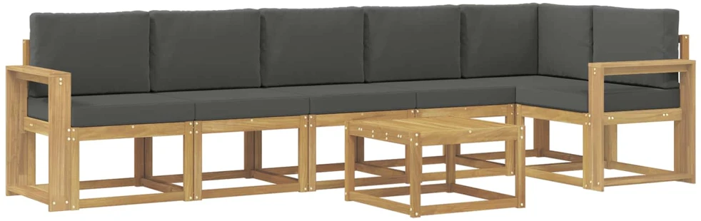 Lauko sofos komplektas 7 vnt. 6 vietos Balta ir antracito