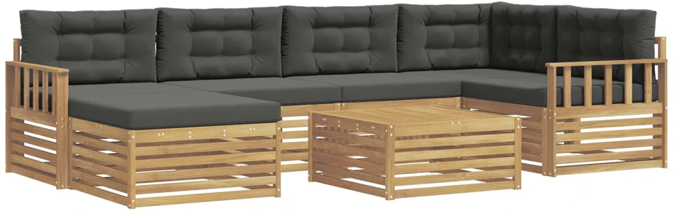 Lauko sofos komplektas 7 vnt. 6 vietos Balta ir antracito