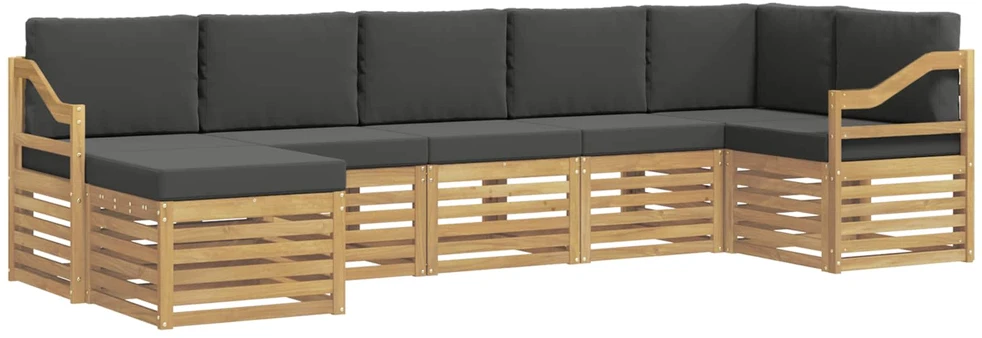 Lauko sofos komplektas 7 vnt. 6 vietos Balta ir antracito