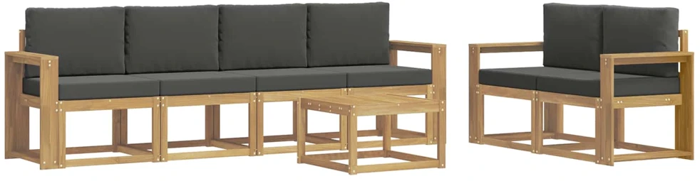 Lauko sofos komplektas 7 vnt. 6 vietos Balta ir antracito