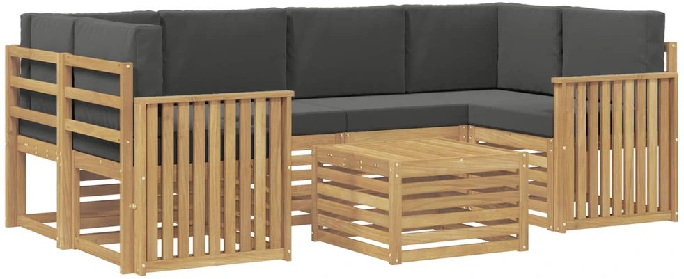Lauko sofos komplektas 7 vnt. 6 vietos Balta ir antracito
