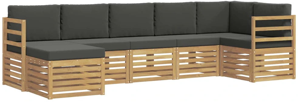 Lauko sofos komplektas 7 vnt. 6 vietos Balta ir antracito