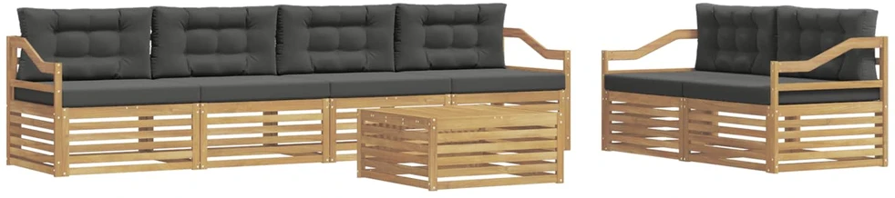 Lauko sofos komplektas 7 vnt. 6 vietos Balta ir antracito
