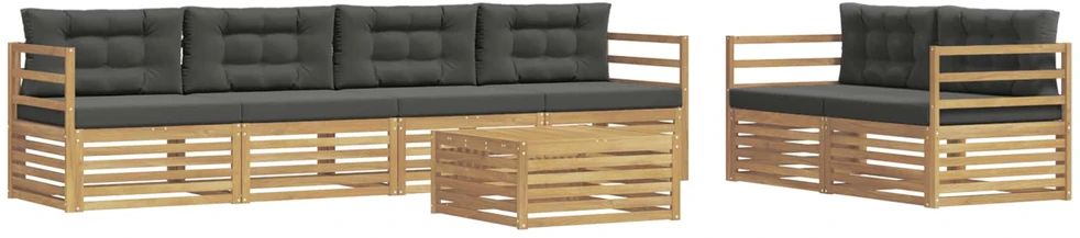 Lauko sofos komplektas 7 vnt. 6 vietos Balta ir antracito