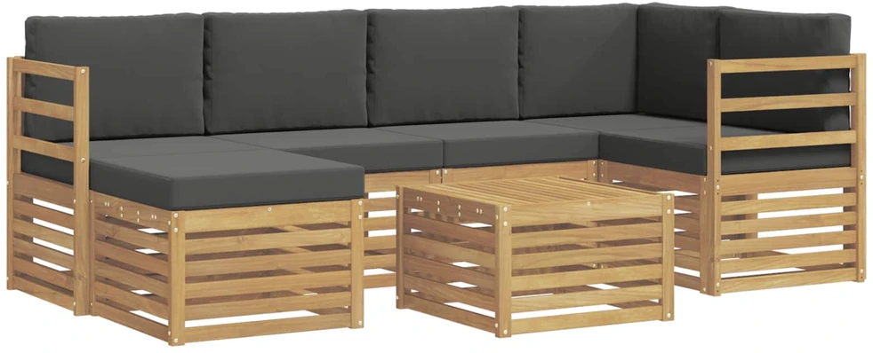 Lauko sofos komplektas 7 vnt. 5 vietos Balta ir antracito