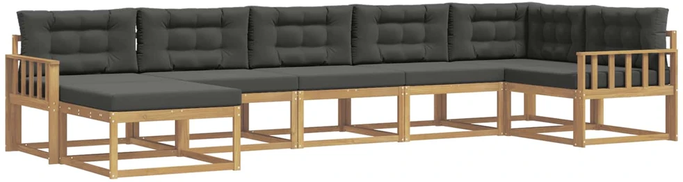 Lauko sofos komplektas 7 vnt. 7 vietos Balta ir antracito
