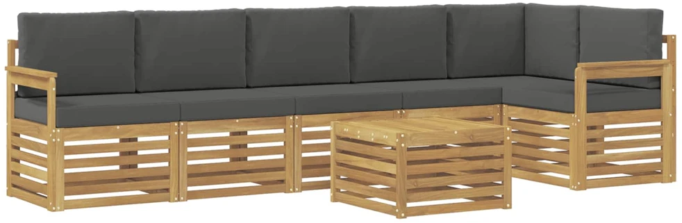 Lauko sofos komplektas 7 vnt. 6 vietos Balta ir antracito