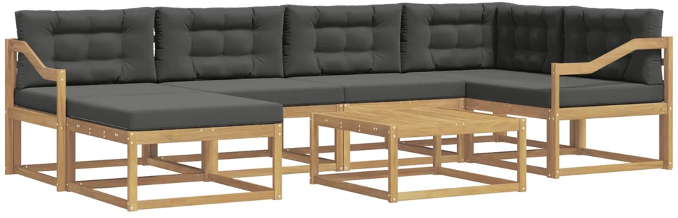 Lauko sofos komplektas 7 vnt. 6 vietos Balta ir antracito