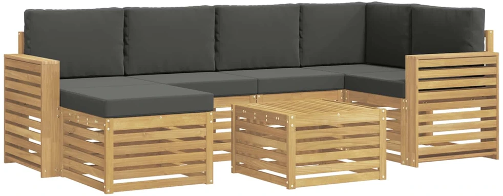 Lauko sofos komplektas 7 vnt. 5 vietos Balta ir antracito