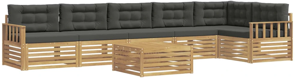 Lauko sofos komplektas 7 vnt. 6 vietos Balta ir antracito