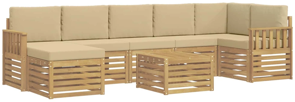 Lauko sofos komplektas 8 vnt. 8 vietos Balta ir Bežė