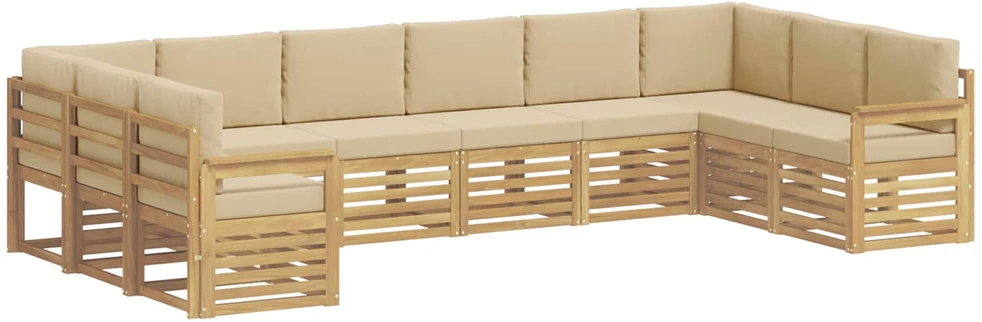 Lauko sofos komplektas 10 vnt. 10 vietos Balta ir Bežė