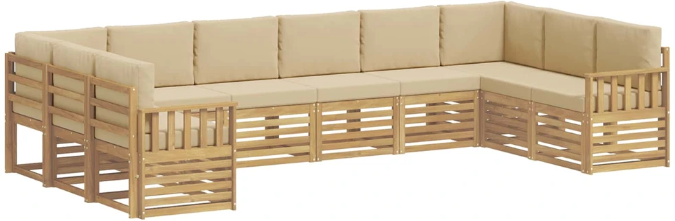 Lauko sofos komplektas 7 vnt. Balta ir Bežė Poliesteris