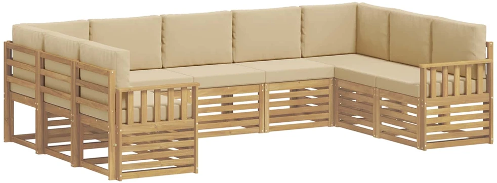 Lauko sofos komplektas 7 vnt. 9 vietos Balta ir Bežė
