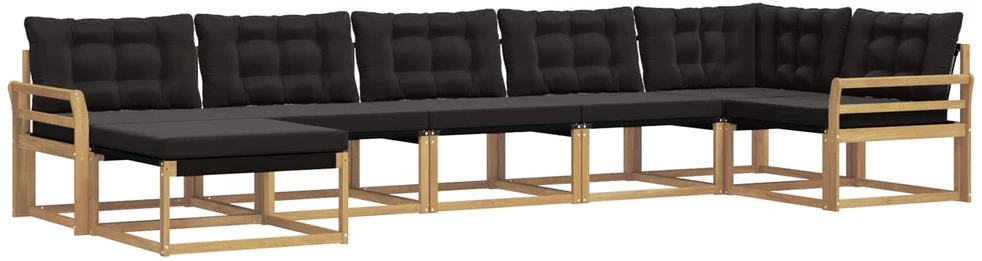 Lauko sofos komplektas 7 vnt. Balta ir juoda