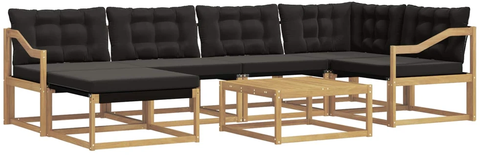 Lauko sofos komplektas 7 vnt. Balta ir juoda