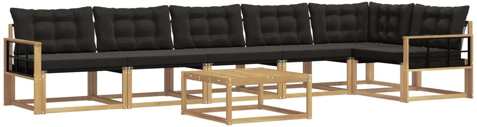 Lauko sofos komplektas 7 vnt. Balta ir juoda