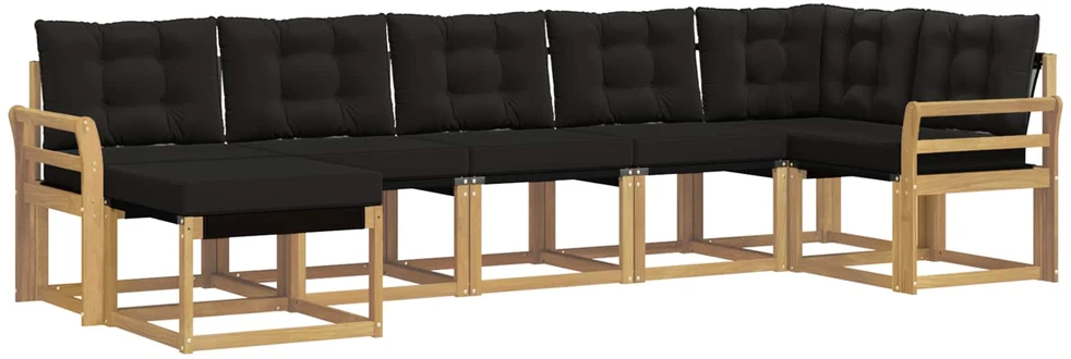 Lauko sofos komplektas 7 vnt. Balta ir juoda