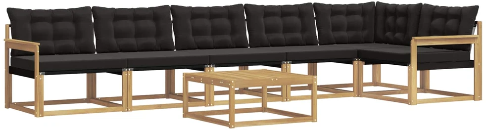 Lauko sofos komplektas 7 vnt. Balta ir juoda