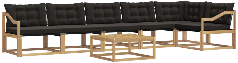 Lauko sofos komplektas 7 vnt. Balta ir juoda