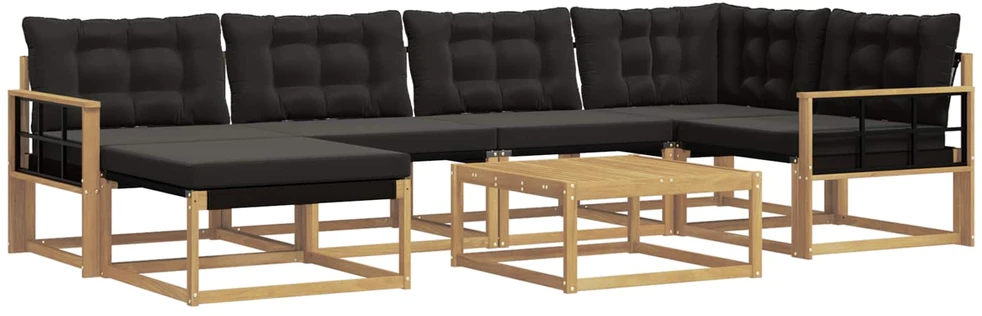 Lauko sofos komplektas 7 vnt. Balta ir juoda