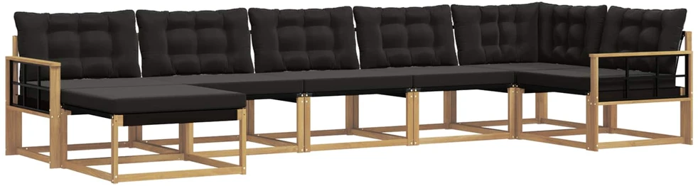 Lauko sofos komplektas 7 vnt. Balta ir juoda