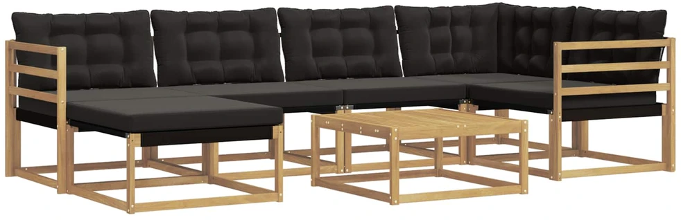 Lauko sofos komplektas 7 vnt. Balta ir juoda