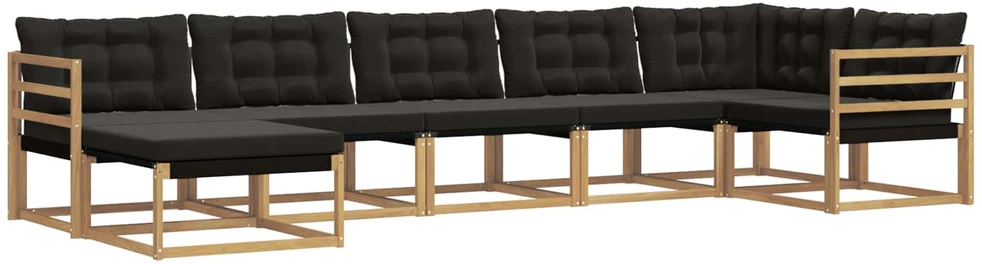 Lauko sofos komplektas 7 vnt. Balta ir juoda