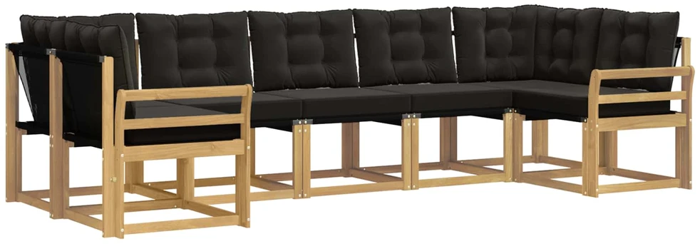 Lauko sofos komplektas 7 vnt. Balta ir juoda