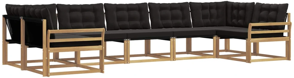 Lauko sofos komplektas 7 vnt. Balta ir juoda
