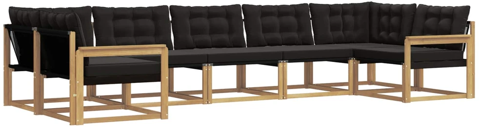 Lauko sofos komplektas 7 vnt. Balta ir juoda
