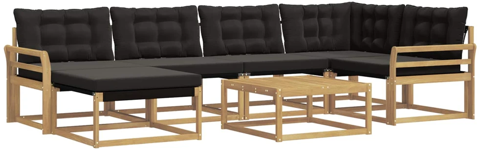 Lauko sofos komplektas 7 vnt. Balta ir juoda
