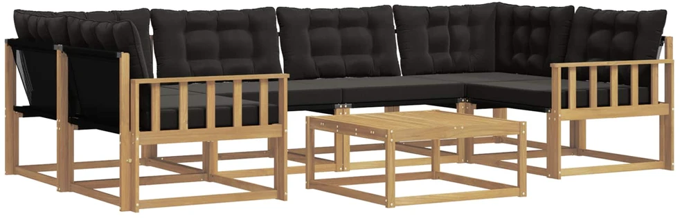 Lauko sofos komplektas 7 vnt. Balta ir juoda