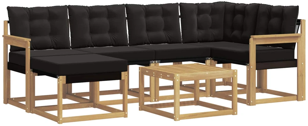 Lauko sofos komplektas 7 vnt. Balta ir juoda