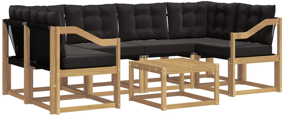 Lauko sofos komplektas 7 vnt. Balta ir juoda