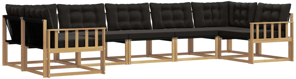 Lauko sofos komplektas 7 vnt. 7 vietos Balta ir juoda