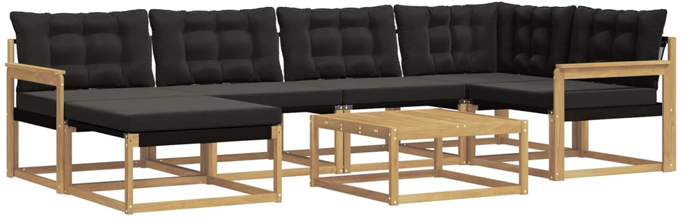 Lauko sofos komplektas 7 vnt. Balta ir juoda