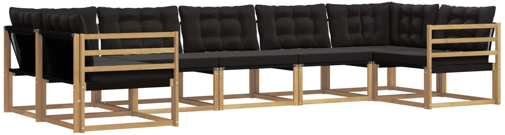 Lauko sofos komplektas 7 vnt. Balta ir juoda