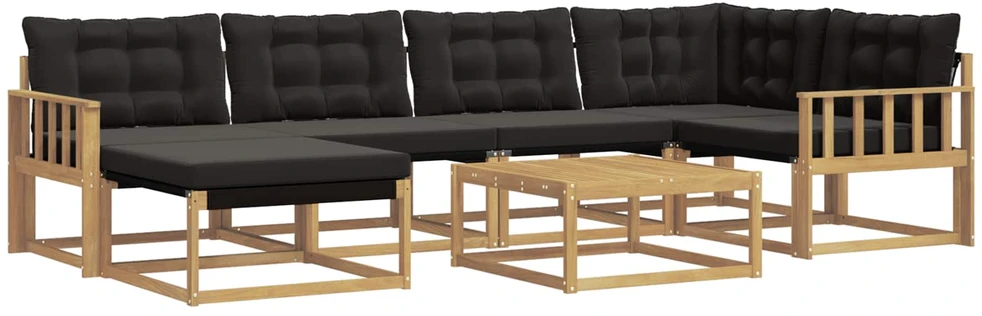 Lauko sofos komplektas 7 vnt. Balta ir juoda