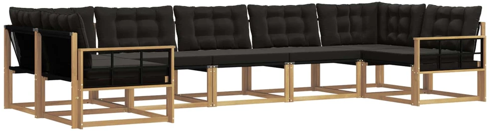 Lauko sofos komplektas 7 vnt. Balta ir juoda