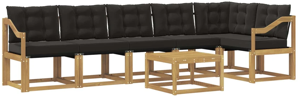 Lauko sofos komplektas 7 vnt. 6 vietos Balta ir juoda