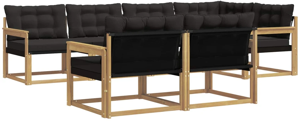 Lauko sofos komplektas 7 vnt. 7 vietos Balta ir juoda