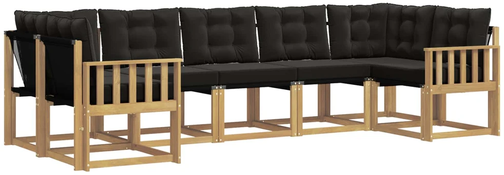 Lauko sofos komplektas 7 vnt. 7 vietos Balta ir juoda