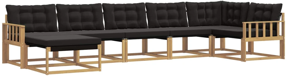 Lauko sofos komplektas 7 vnt. 7 vietos Balta ir juoda