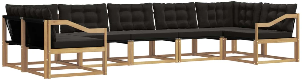 Lauko sofos komplektas 7 vnt. 7 vietos Balta ir juoda