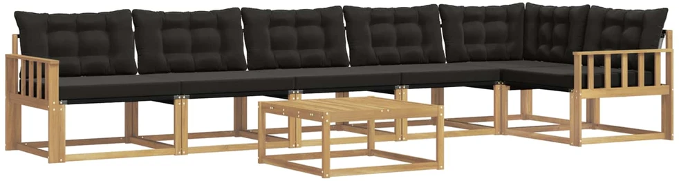 Lauko sofos komplektas 7 vnt. Balta ir juoda