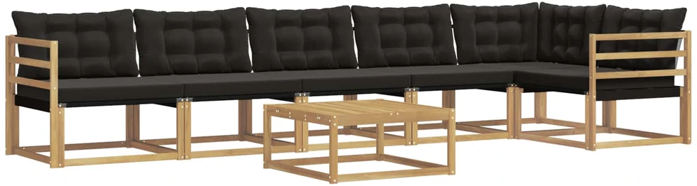 Lauko sofos komplektas 7 vnt. Balta ir juoda