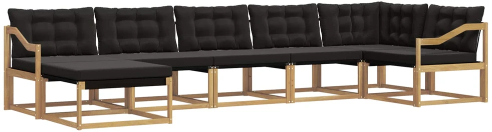 Lauko sofos komplektas 7 vnt. Balta ir juoda